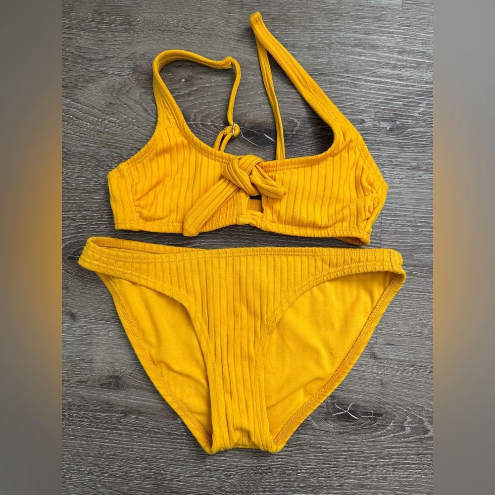 Yellow Ribbed Bikini Set - Picture 2 of 7